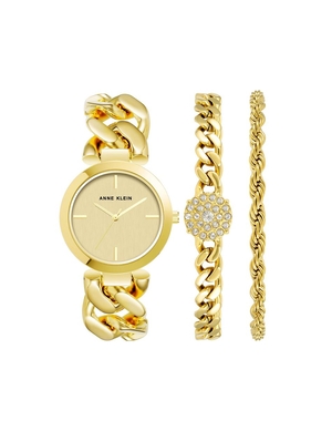 Les métaux Anne Klein Round Chain Watch and Bracelet Set   | ERO-1525398